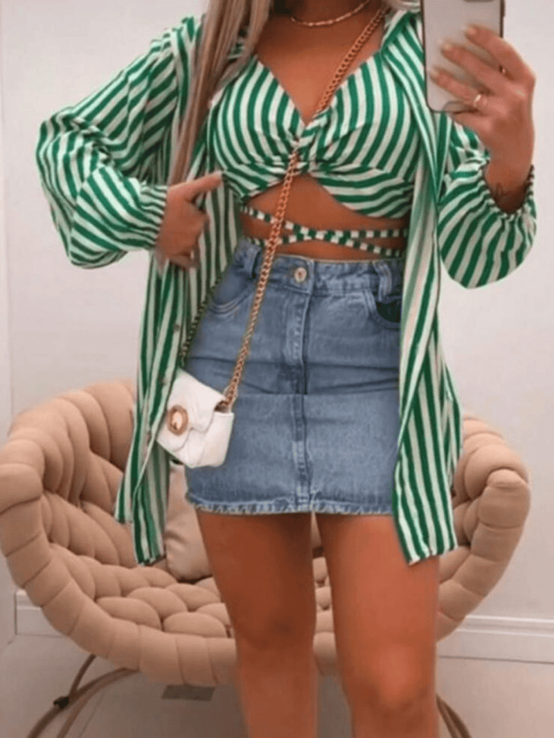 Conjunto Kimono Listrado Verão