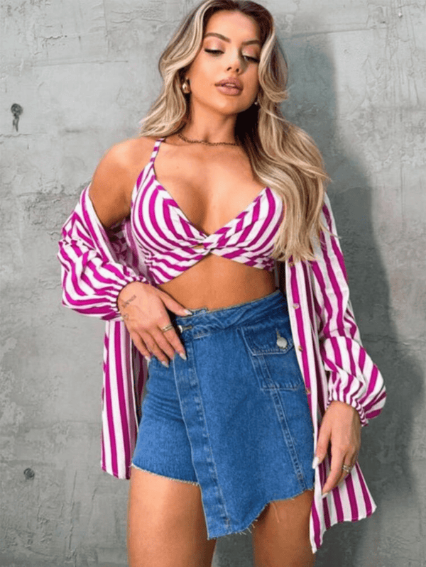 Conjunto Kimono Listrado Verão