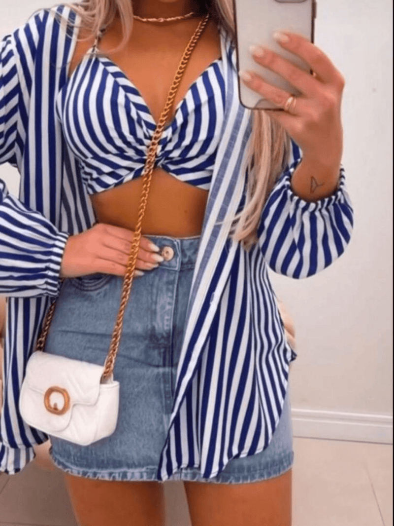 Conjunto Kimono Listrado Verão