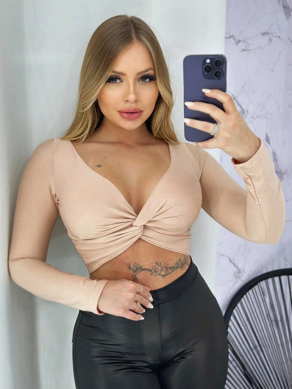 Cropped Top Blogueira Gola Longa