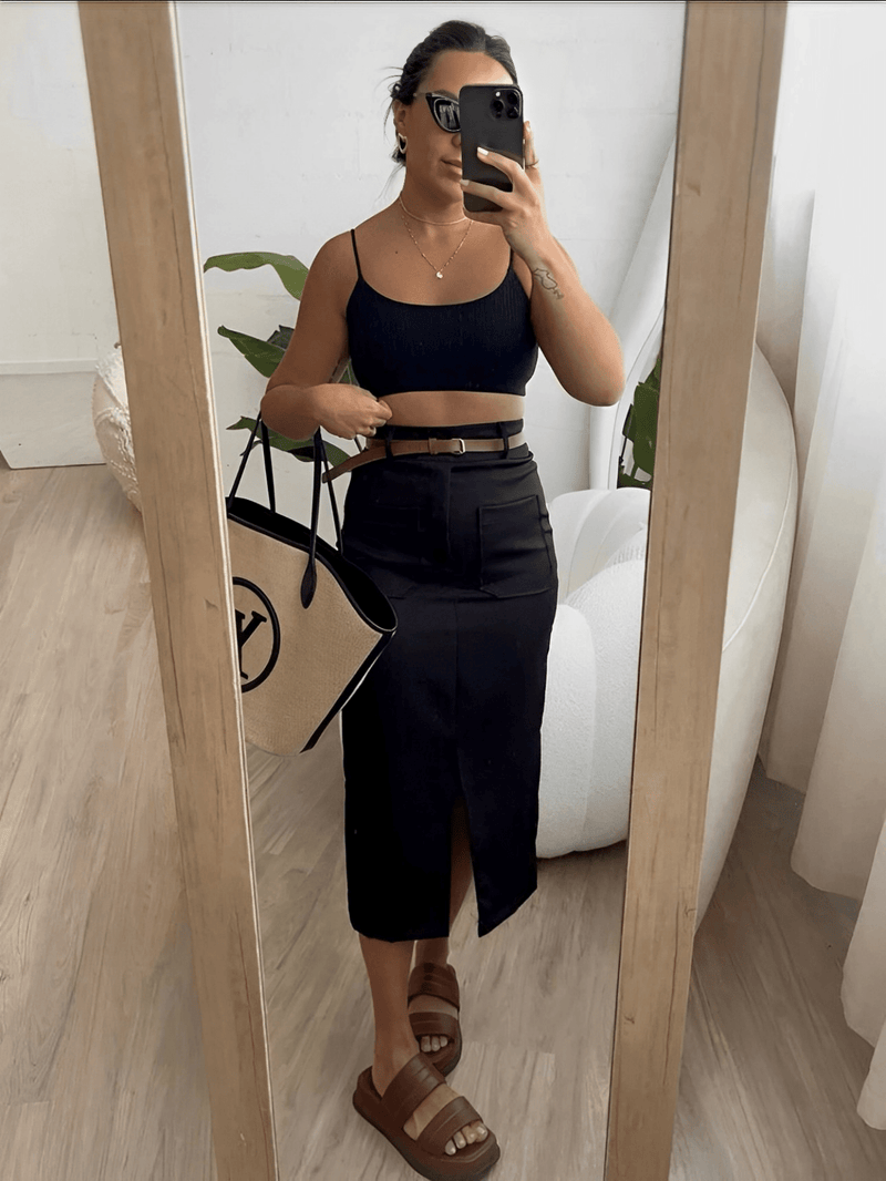 Saia Midi Fashion Alfaiataria