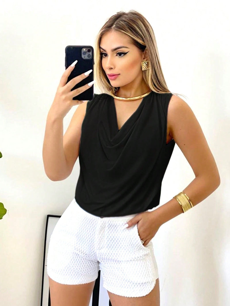 Blusa Regata Gola Boba Manga Elegante