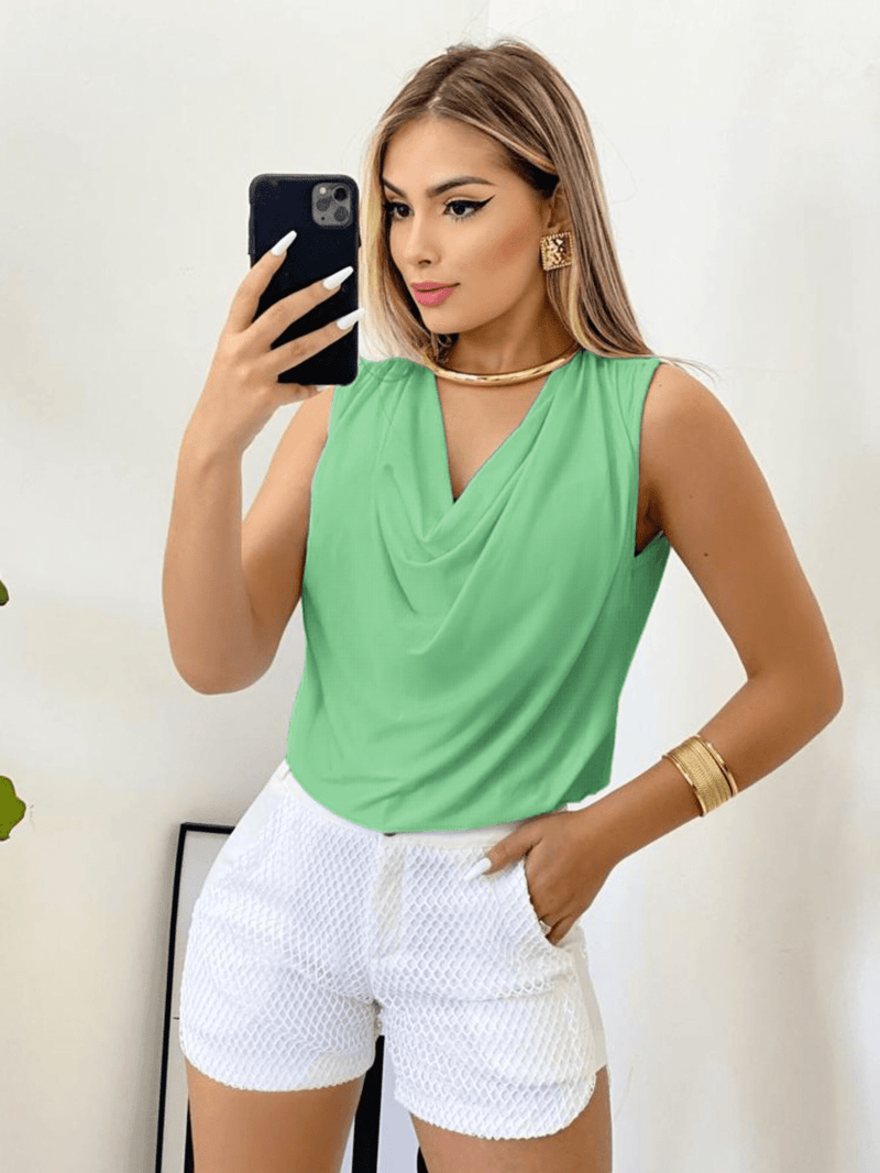 Blusa Regata Gola Boba Manga Elegante