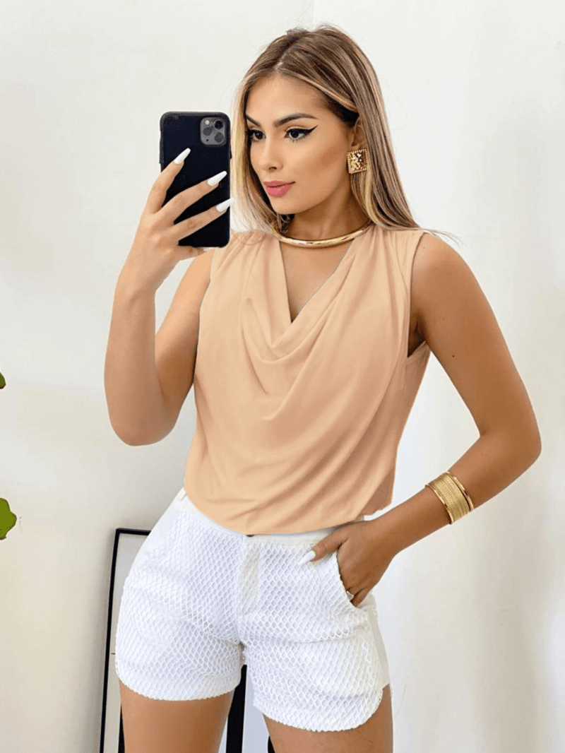 Blusa Regata Gola Boba Manga Elegante