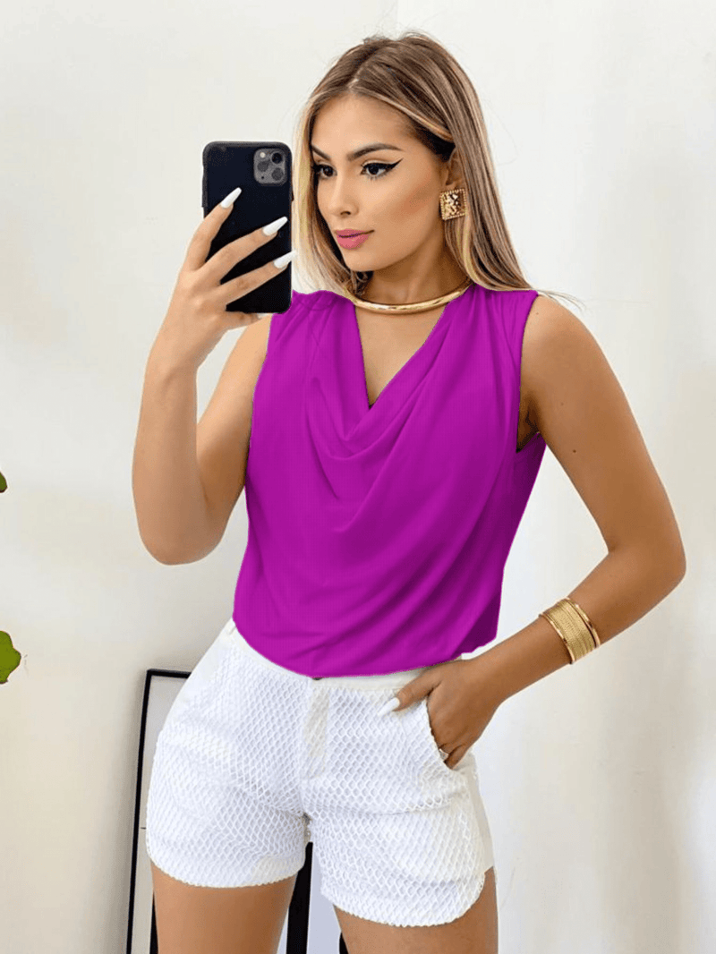 Blusa Regata Gola Boba Manga Elegante