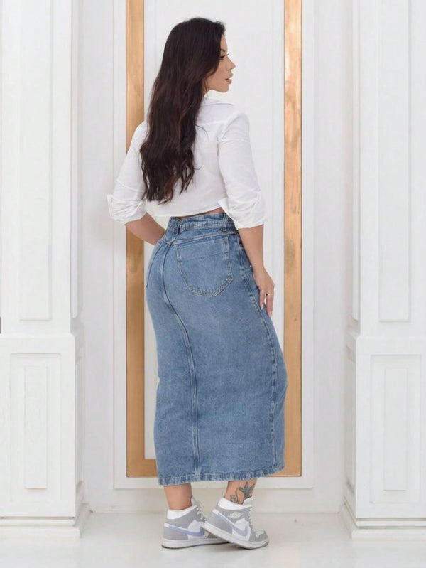Saia Jeans Midi Trend