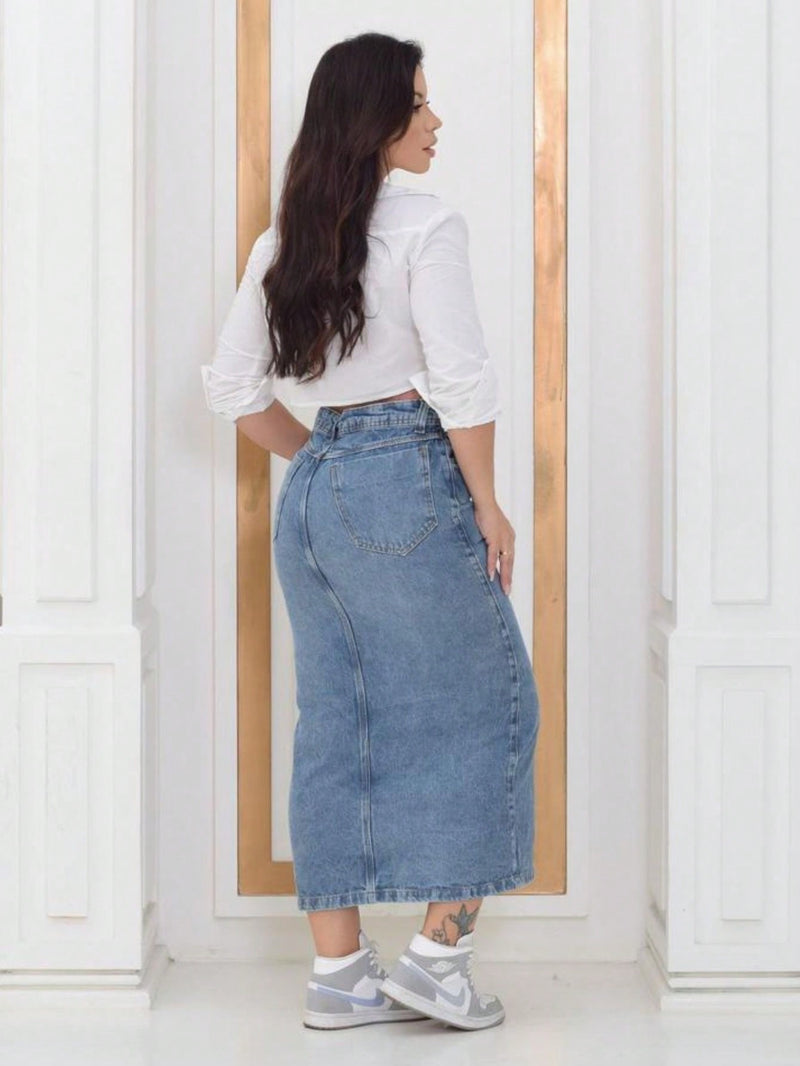 Saia Jeans Midi Trend