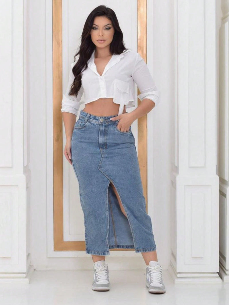 Saia Jeans Midi Trend