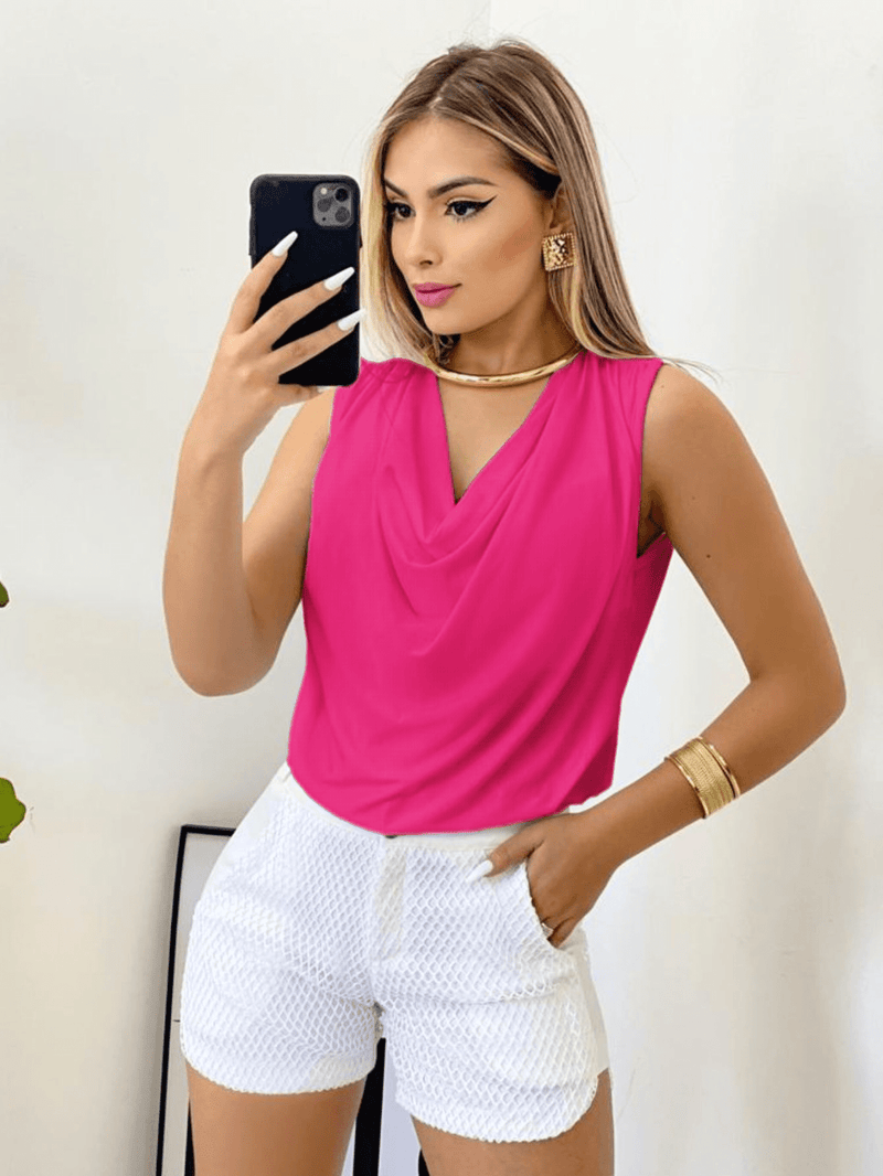 Blusa Regata Gola Boba Manga Elegante