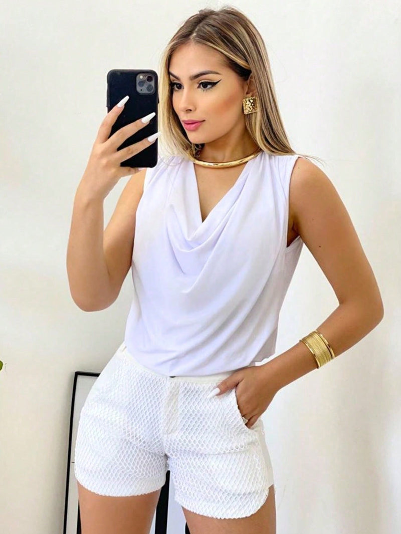 Blusa Regata Gola Boba Manga Elegante