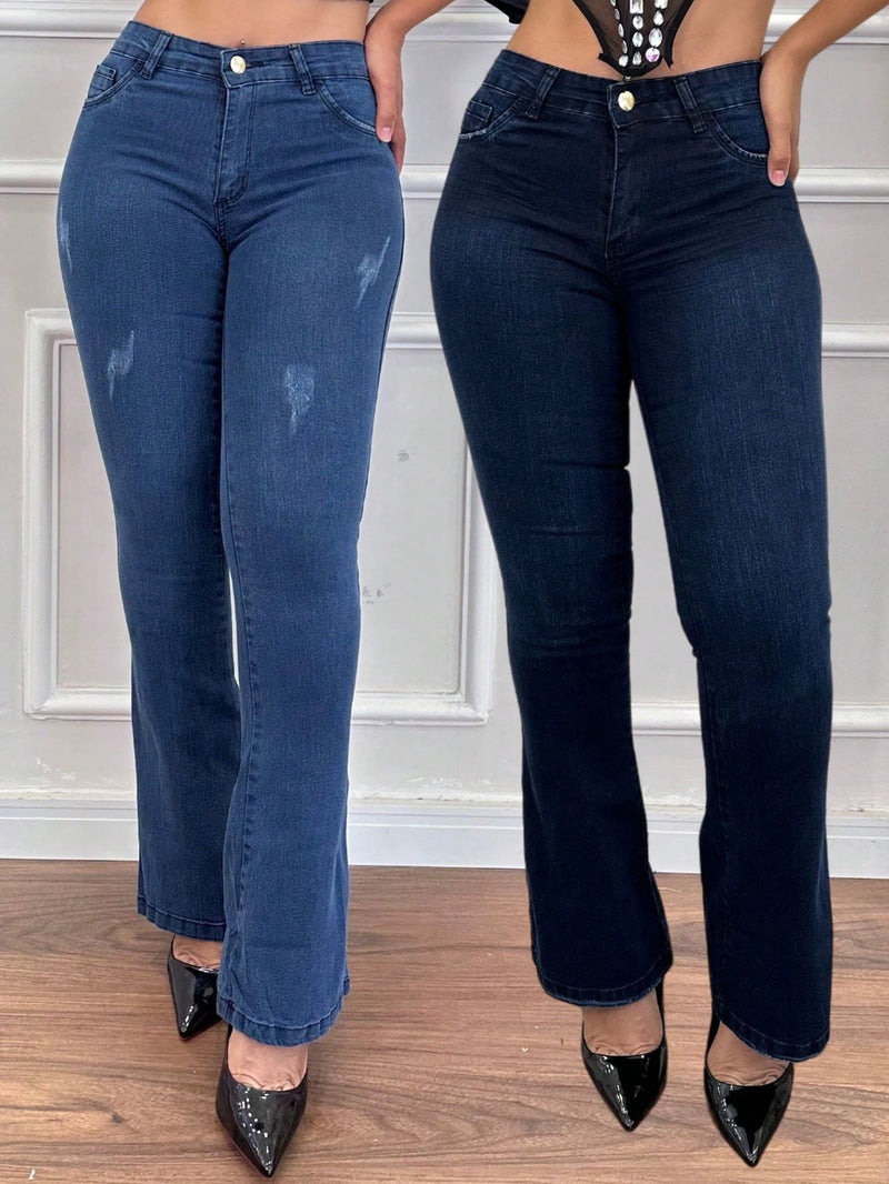 kit 2 Calças Jeans Femininas Flare