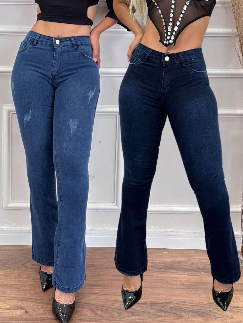 kit 2 Calças Jeans Femininas Flare