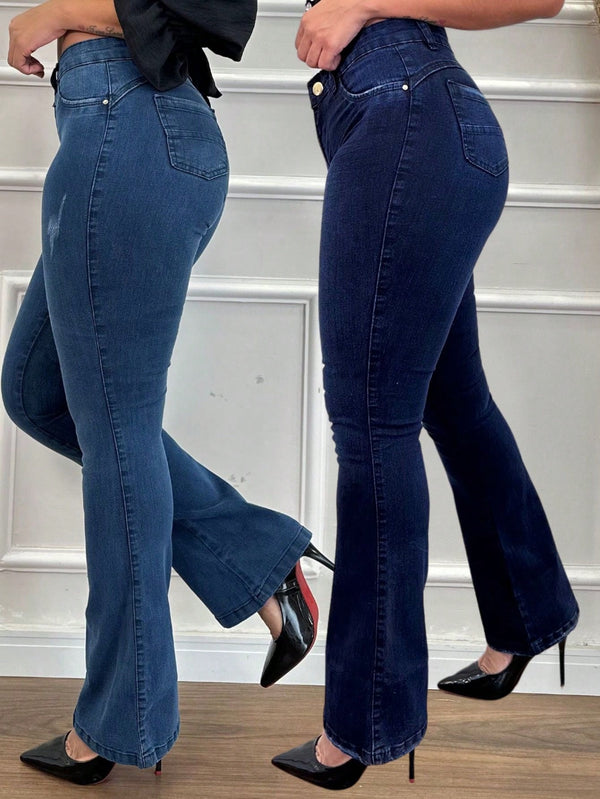 kit 2 Calças Jeans Femininas Flare