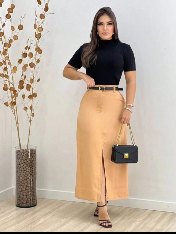 Saia Midi Elegance com Cinto