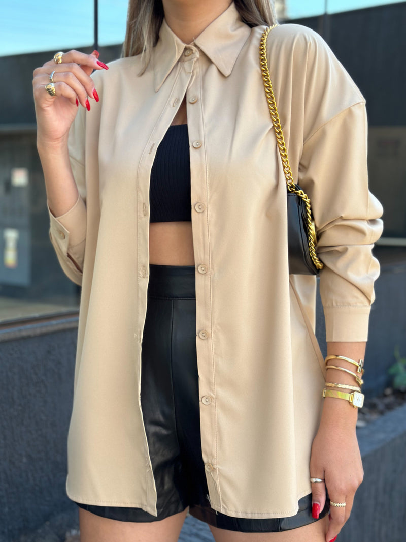 Kissmelady Camisa feminina manga longa viscolinho elegantes social